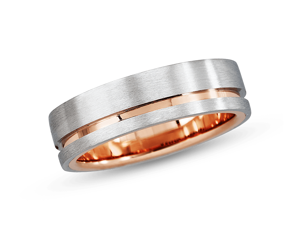 Men's 6mm Platinum Band with Rose Gold Stripe