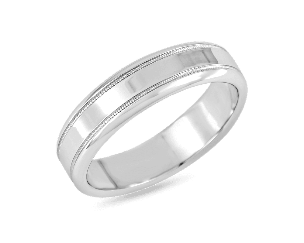 Mens Claissic Wedding Band with Double Row Milgrain