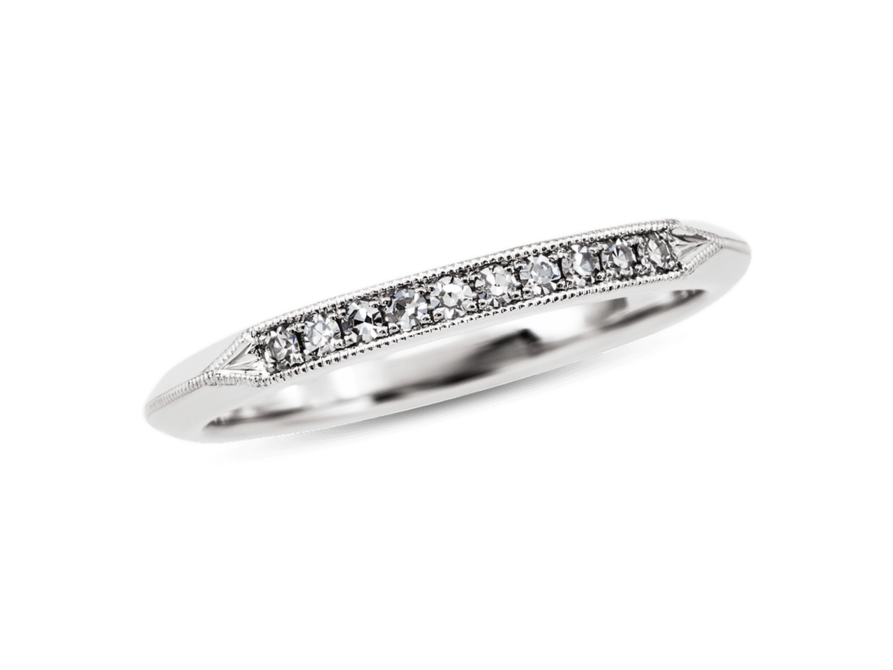 Vintage Knife Edge Millgrained Pave Band