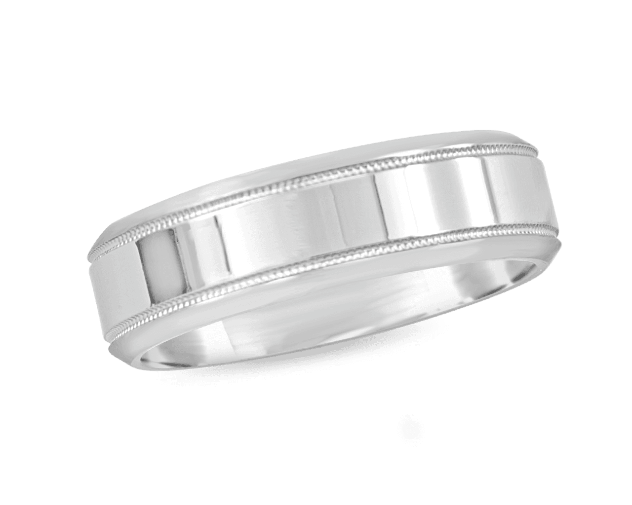Mens 6mm Wedding Band with Milgrain and Brushed Edges