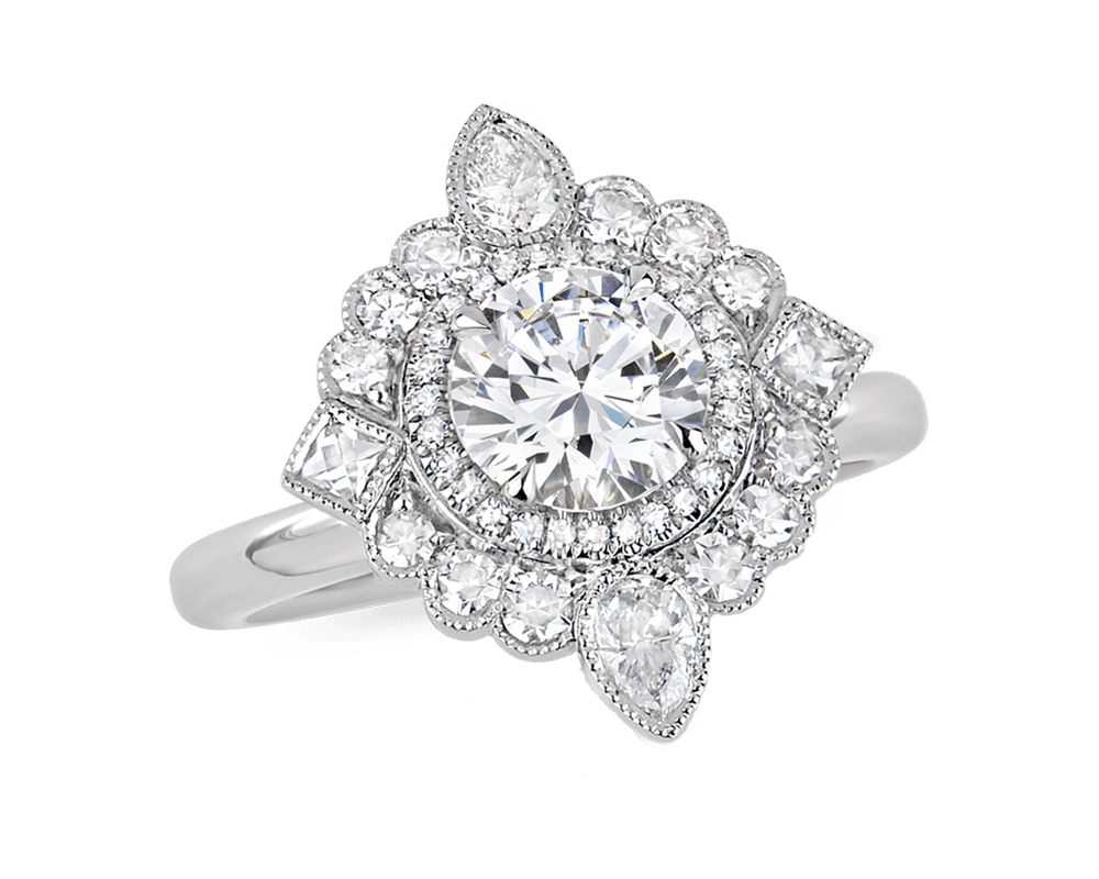 Vintage Pave and Bezel Set Halo
