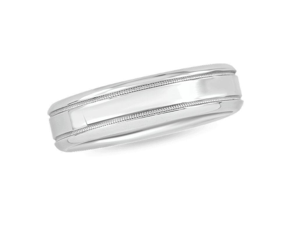 Mens Claissic Wedding Band with Double Row Milgrain